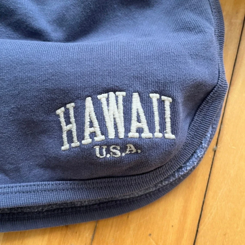 Brandy Melville Navy Blue Hawaii USA Embroidered Fleece Dolphin Shorts One Size - Picture 3 of 6